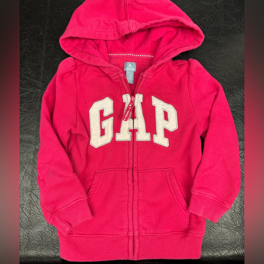 Baby Gap girls pink logo zipper hoodie size 4